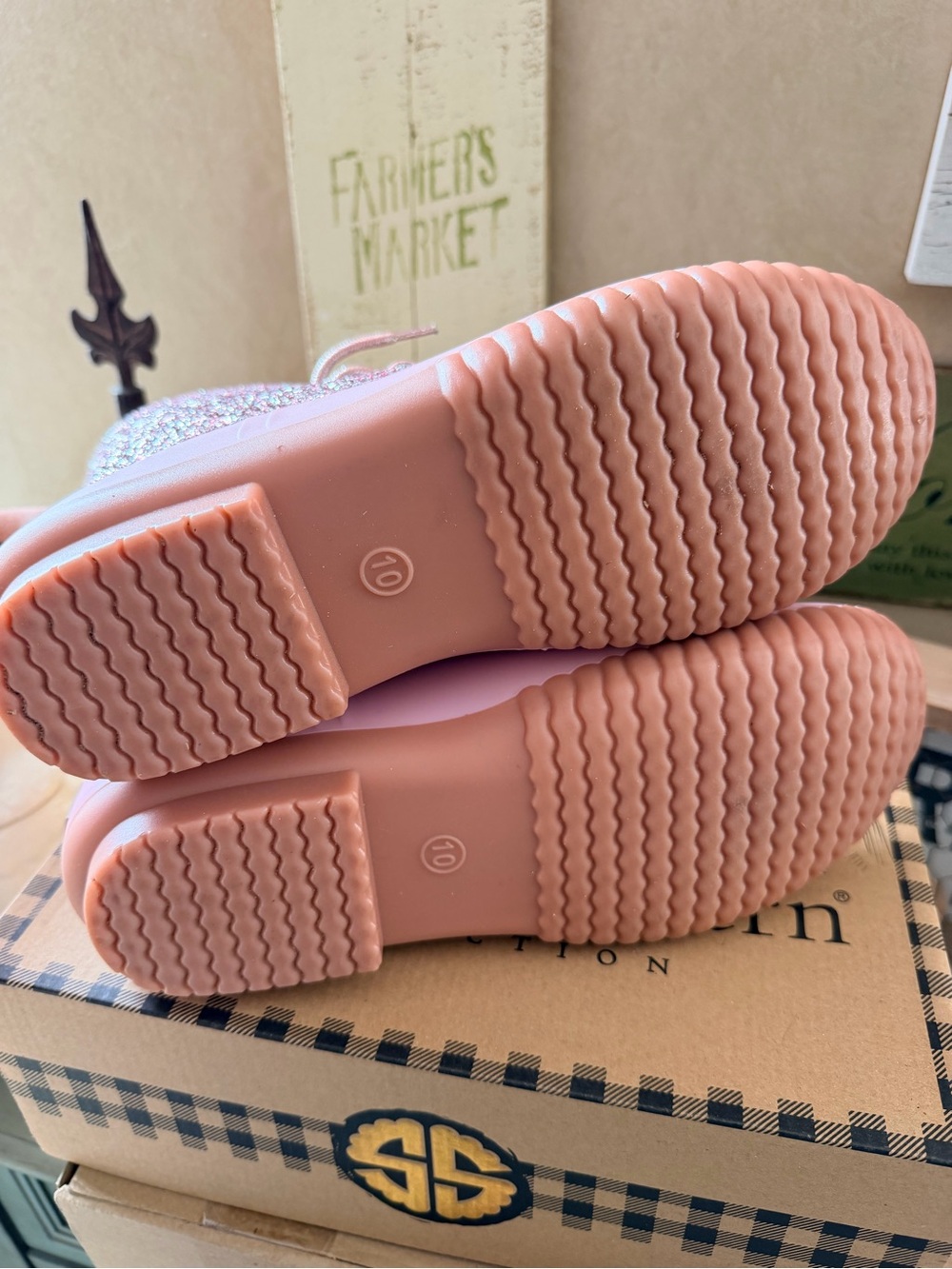 Simply Southern Pink Glitter Duck Boots - Picture 3 of 13